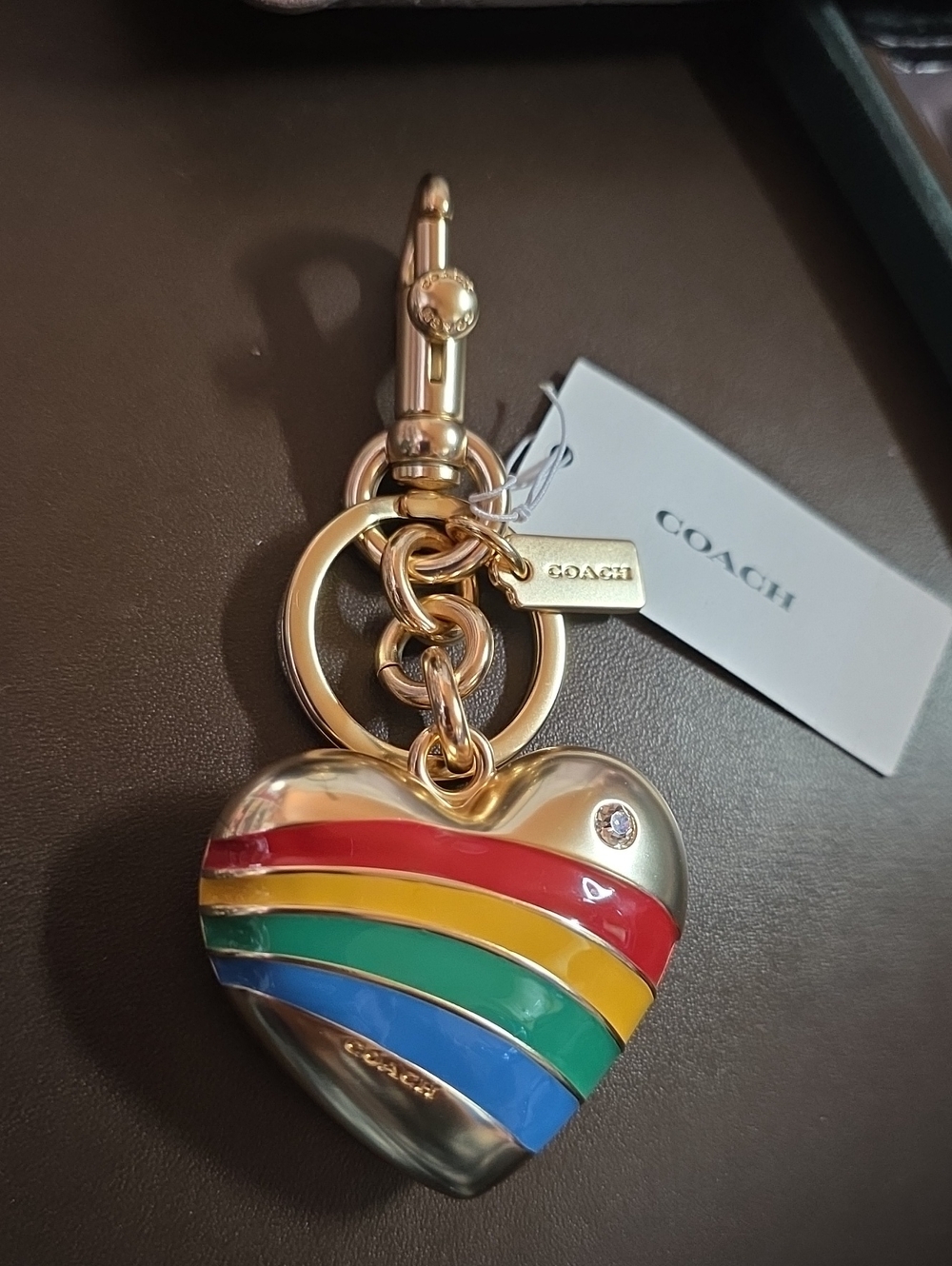 Coach Huge Heart Keychain Charm W/ Dog Clip Nwt